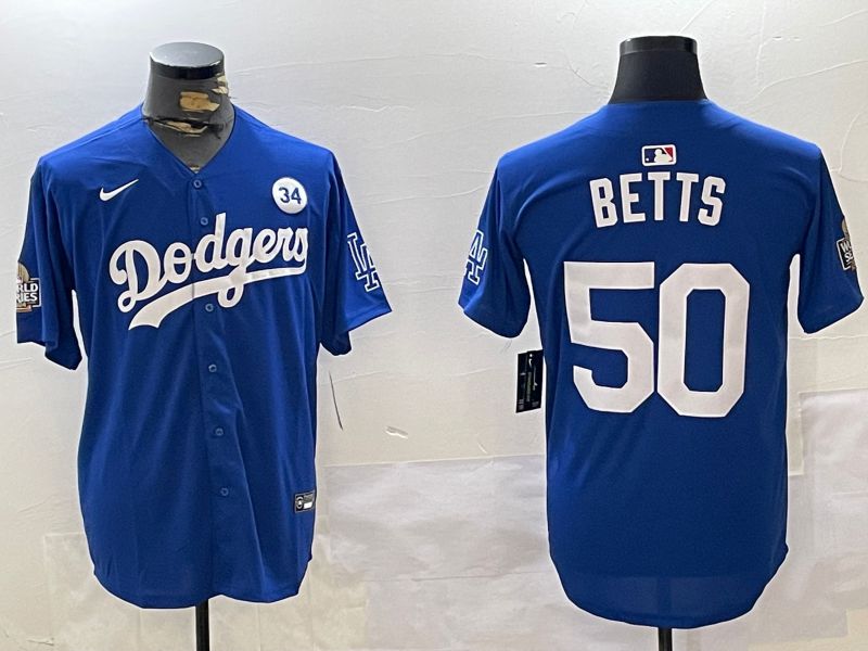 Men Los Angeles Dodgers 50 Betts Blue Game 2024 Nike MLB Jersey style 1120